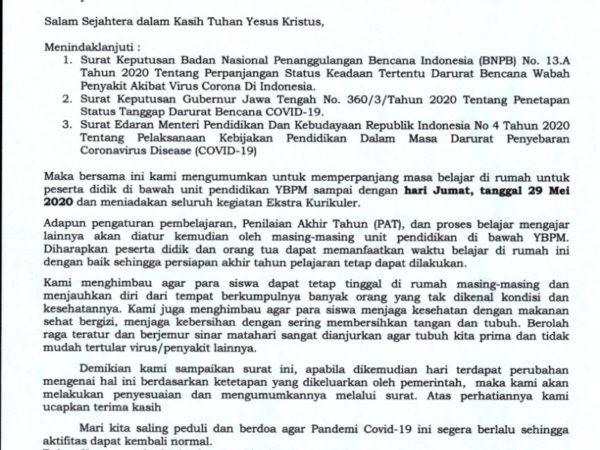 Perpanjangan Belajar dirumah